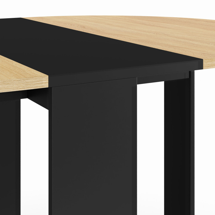 EDI ronde inklapbare consoletafel 2-4 personen zwart hout beukenlook blad 103 x 76 cm