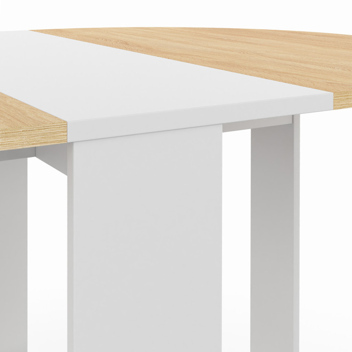 EDI Consola redonda plegable 2-4 personas madera blanca tablero imitación haya 103 x 76 cm