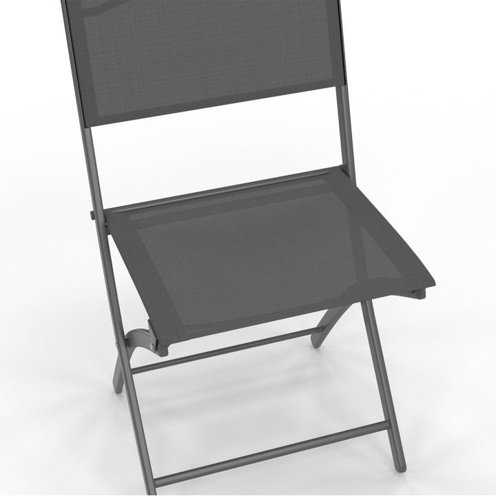 Houtskoolgrijze metalen en textilene opvouwbare tuinstoelen - BASTIA | ID Market