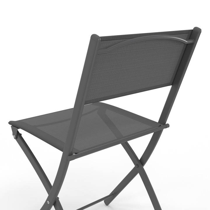Houtskoolgrijze metalen en textilene opvouwbare tuinstoelen - BASTIA | ID Market