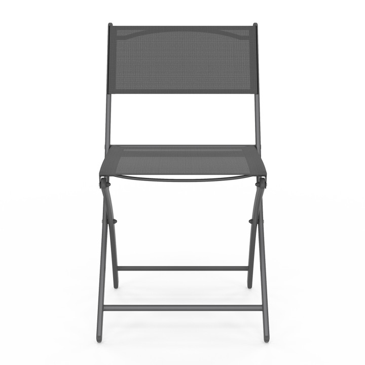 Set van 4 opvouwbare tuinstoelen van antracietgrijs metaal en textilene - BASTIA | ID Market