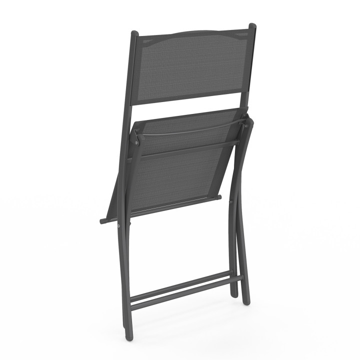 Set van 4 opvouwbare tuinstoelen van antracietgrijs metaal en textilene - BASTIA | ID Market
