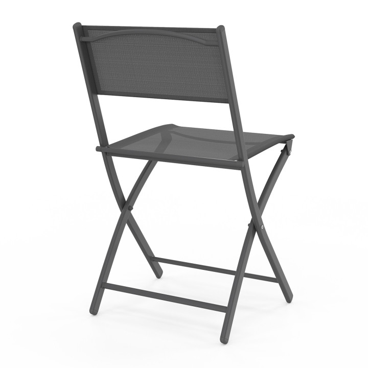 Set van 4 opvouwbare tuinstoelen van antracietgrijs metaal en textilene - BASTIA | ID Market