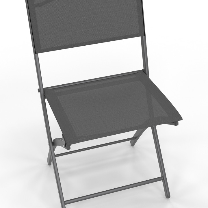 Set van 4 opvouwbare tuinstoelen van antracietgrijs metaal en textilene - BASTIA | ID Market