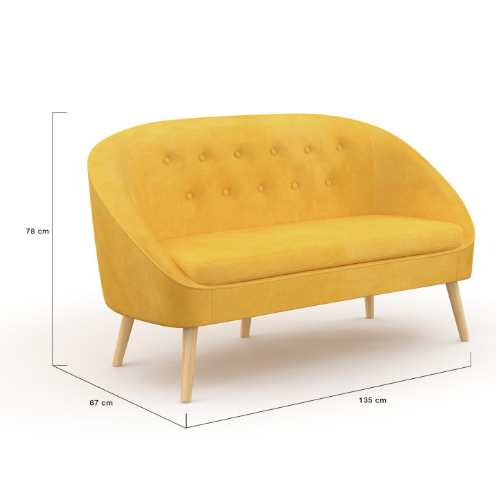 Canapé banquette en velours SONIA jaune
