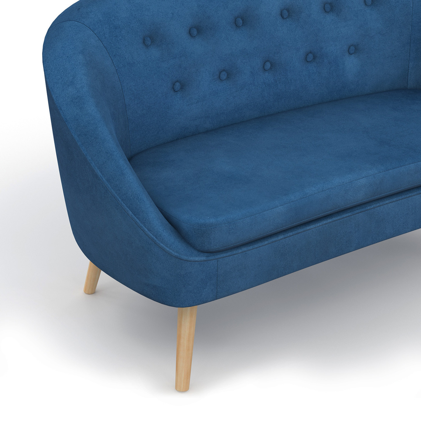 Canapé 2 Places Droit Velours Bleu Suez 145cm - Paris Prix - Neuf Sous Blister