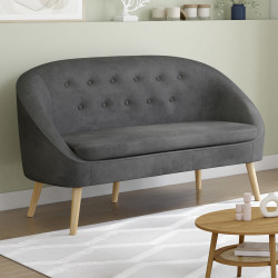 Sofa mit Sitzbank aus grauem Velours im skandinavischen Stil - SONIA | ID Market