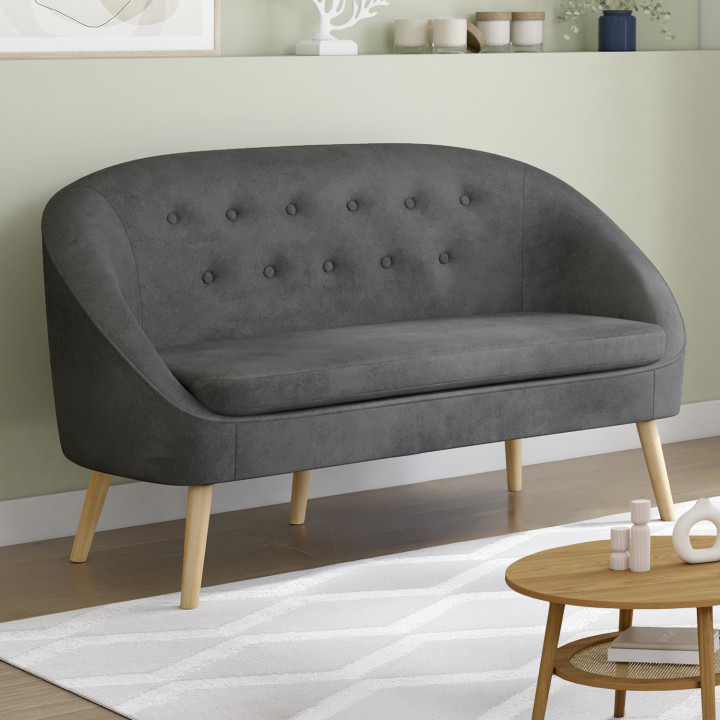 Canapé banquette en velours SONIA gris