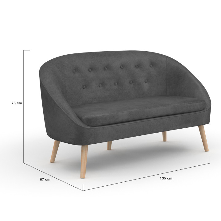 Sofá-cama de terciopelo gris, estilo escandinavo - SONIA | ID Market