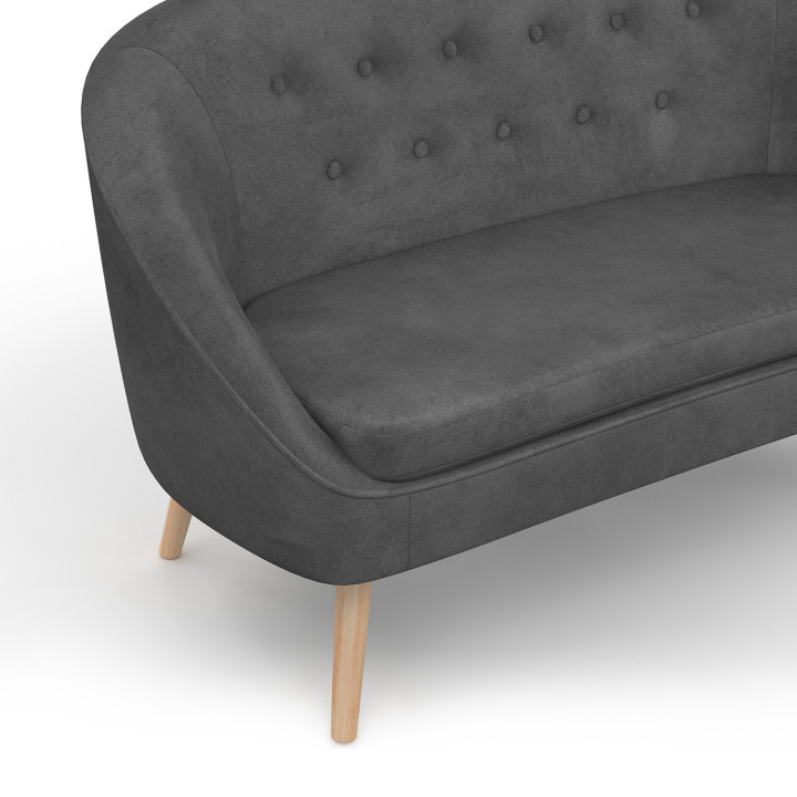 Canapé banquette en velours SONIA gris