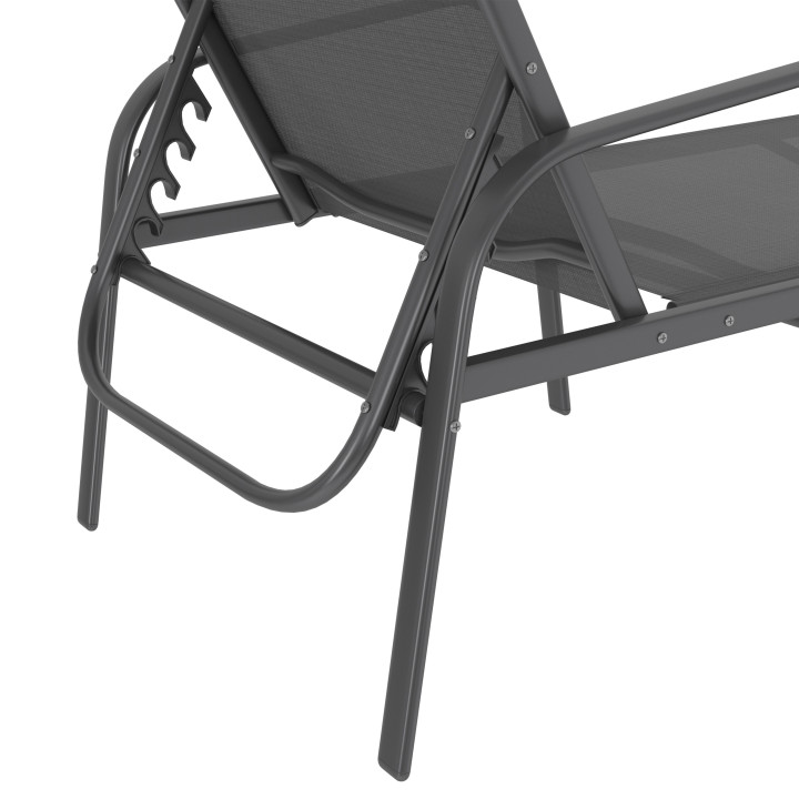 Sillón de jardín de acero gris y lona gris - FIDJI | ID Market