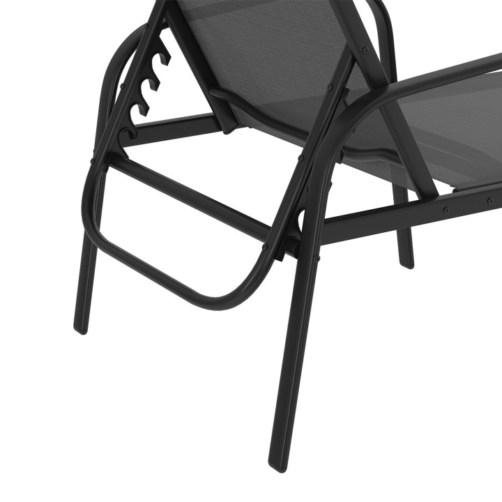 Sillón de jardín de acero negro y lona gris - FIDJI | ID Market