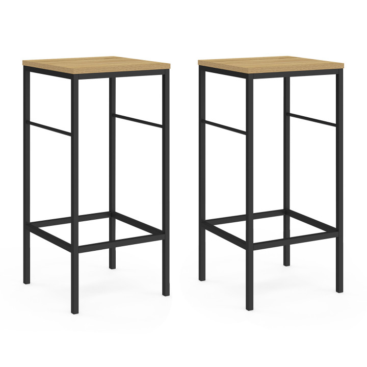 Lot de 2 tabourets de bar DETROIT design industriel