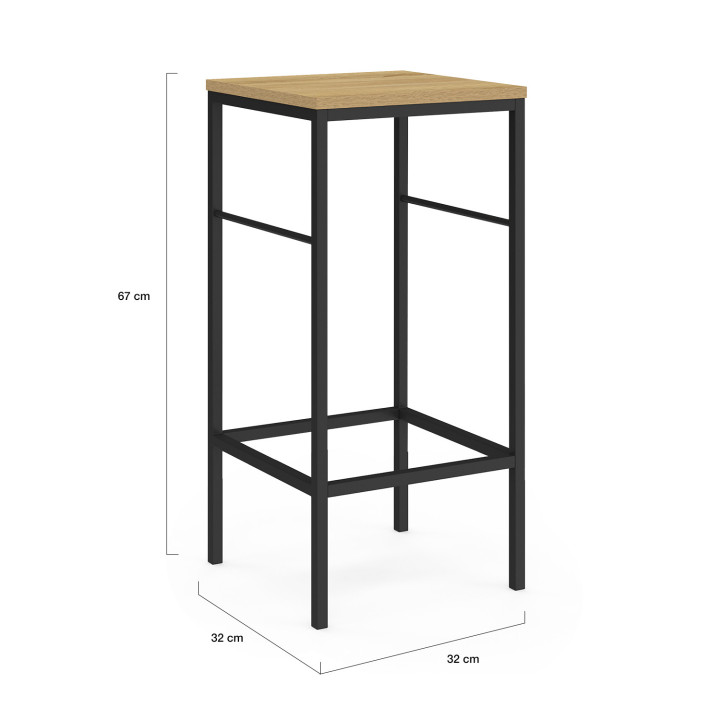 Industrielle Barhocker aus Holz und Metall - 2er-Set - DETROIT | ID Market