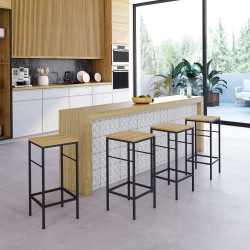 Taburetes de bar industriales baratos - Juego de 4 - DETROIT | ID Market