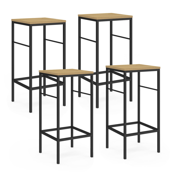 Lot de 4 tabourets de bar DETROIT design industriel