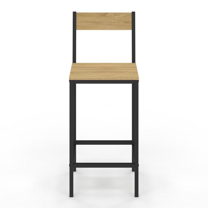 Lot de 4 tabourets de bar DETROIT avec dossier chaise de cuisine design industriel