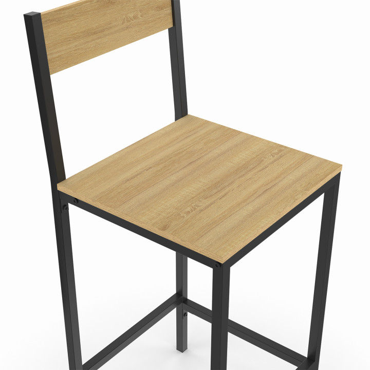 Lot de 4 tabourets de bar DETROIT avec dossier chaise de cuisine design industriel