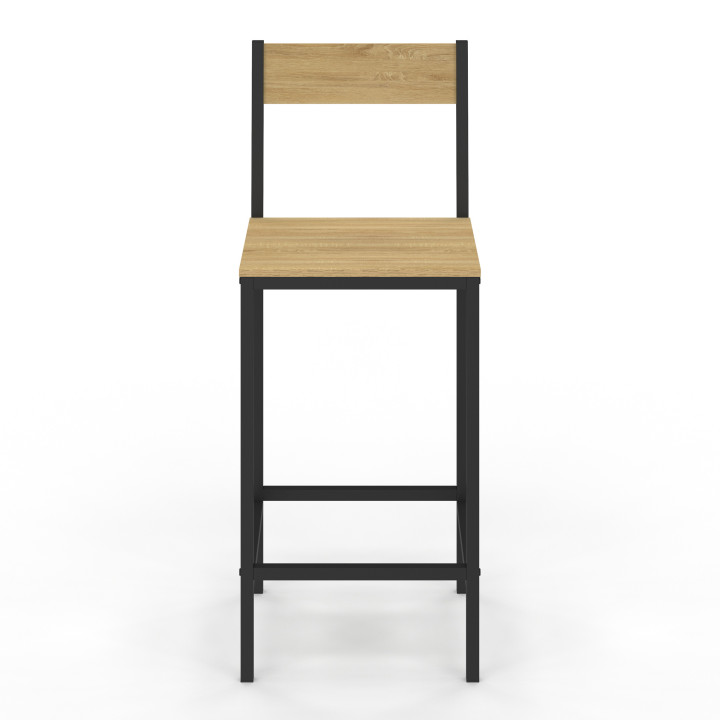 Lot de 2 tabourets de bar DETROIT avec dossier chaise de cuisine design industriel