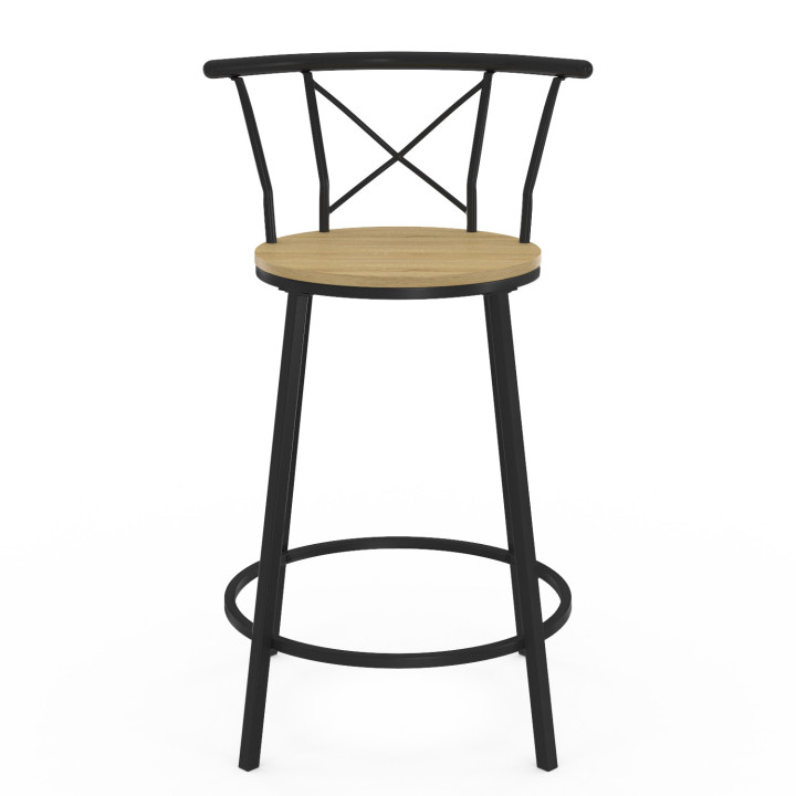 Lot de 4 tabourets de bar bistrot DETROIT avec dossier arrondis design industriel