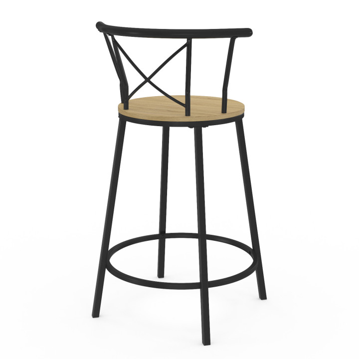 Lot de 4 tabourets de bar bistrot DETROIT avec dossier arrondis design industriel