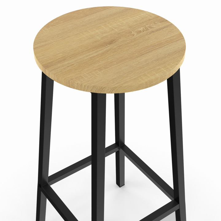 Lot de 4 tabourets de bar DETROIT assise ronde design industriel