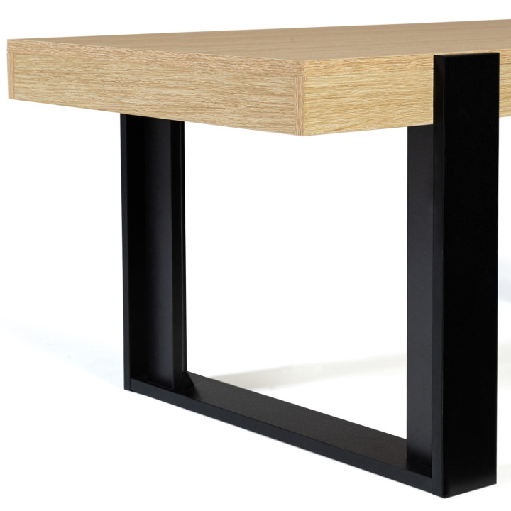 Mesa de centro barata de estilo industrial en madera y negro | ID Market