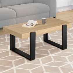 Table Basse Moderne Avec Lumières LED Réglables - Noir 85x55x31 Cm - Salon Design