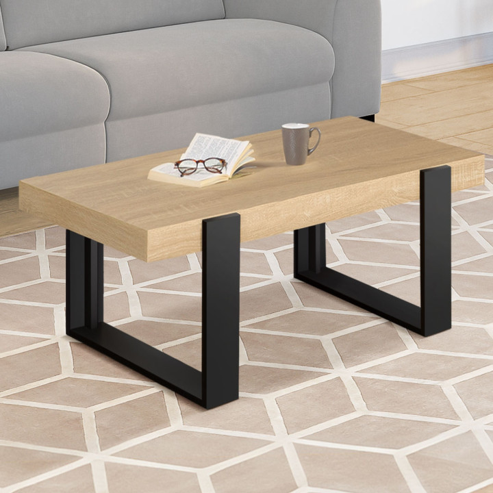 Tavolino in legno e nero in stile industriale a buon mercato | ID Market