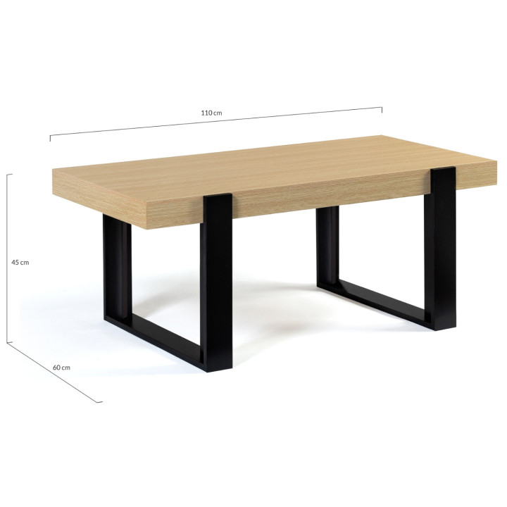 Mesa de centro barata de estilo industrial en madera y negro | ID Market