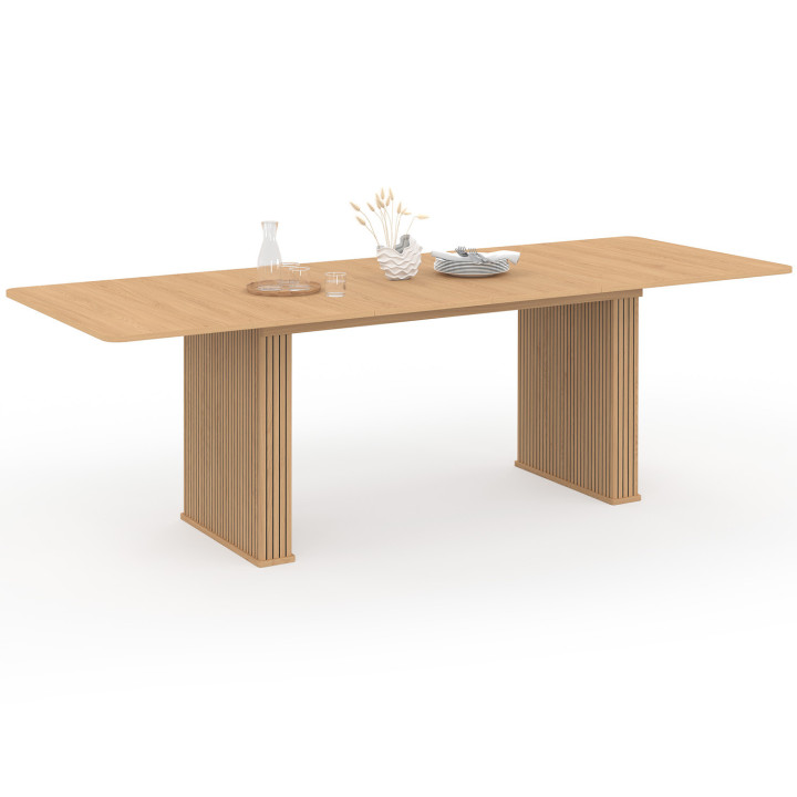 Tavolo da pranzo allungabile JULIETTE 6-12 persone con doghe in legno colore rovere 160-240 cm
