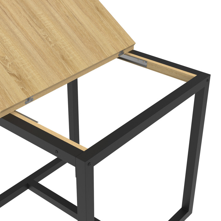 Table à manger extensible rectangle DETROIT 4-8 personnes design industriel 80-160 cm
