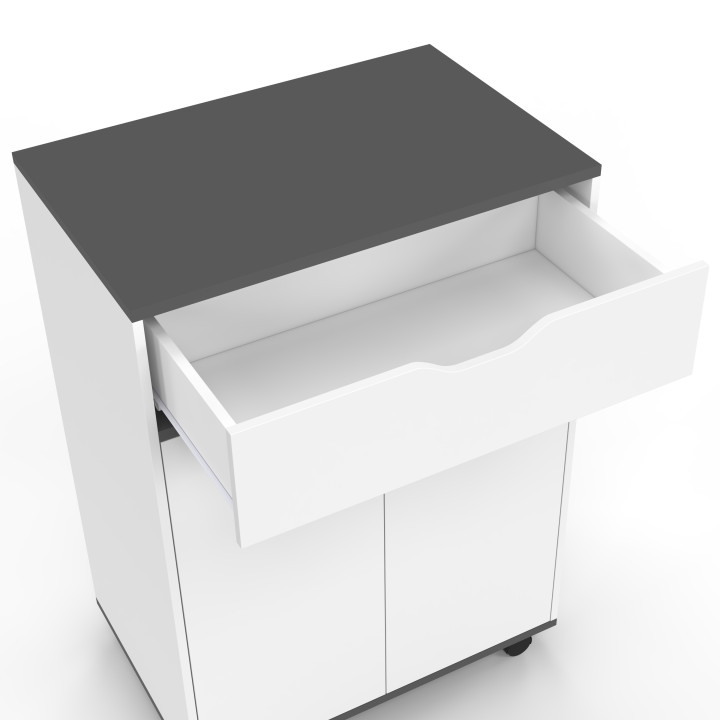 Küchenwagen aus weißem Holz und grauen Platten - COSY | ID Market