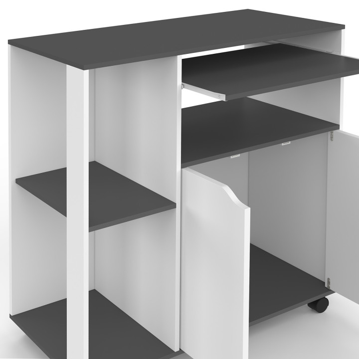 Houten roltafel 76 cm, wit en grijs - COSI | ID Market