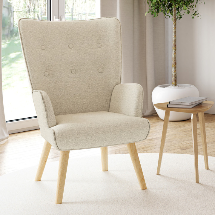 Fauteuil scandinave IVAR en tissu beige