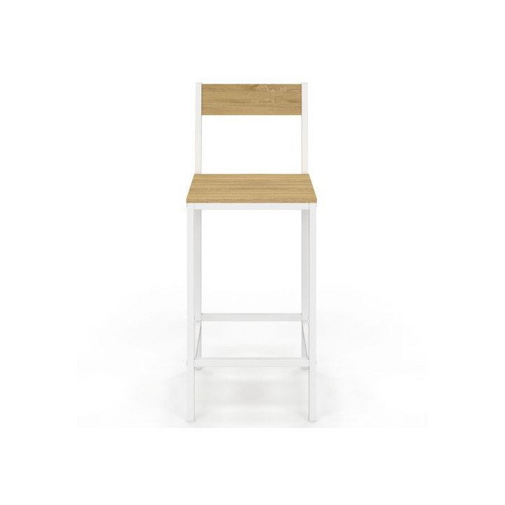 Taburetes de bar de metal blanco y madera industrial - DETROIT | ID Market