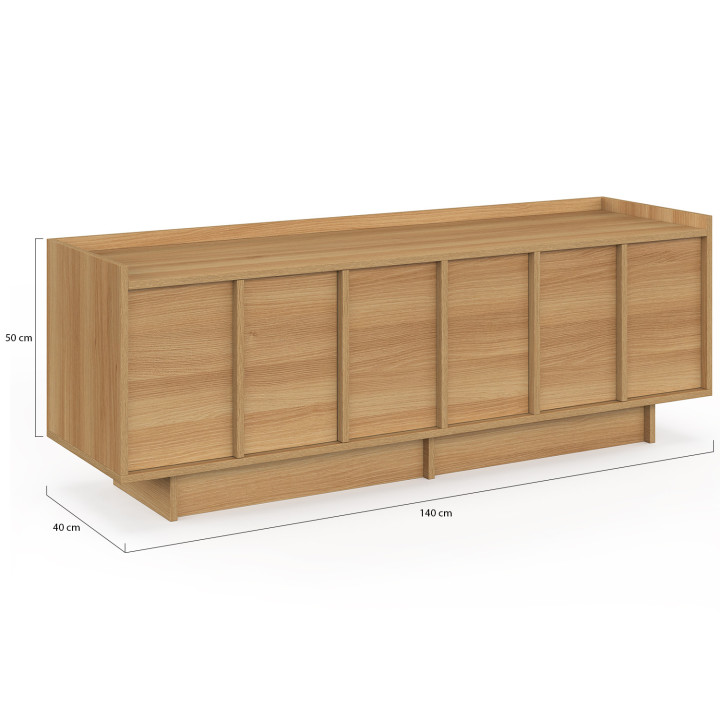 140 cm ROSIE Porta TV a 3 ante dal design minimalista in faggio