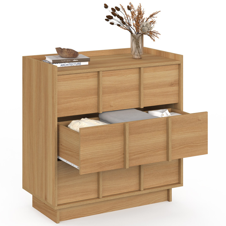 Arcón de 3 cajones ROSIE de 80 cm en diseño minimalista de haya