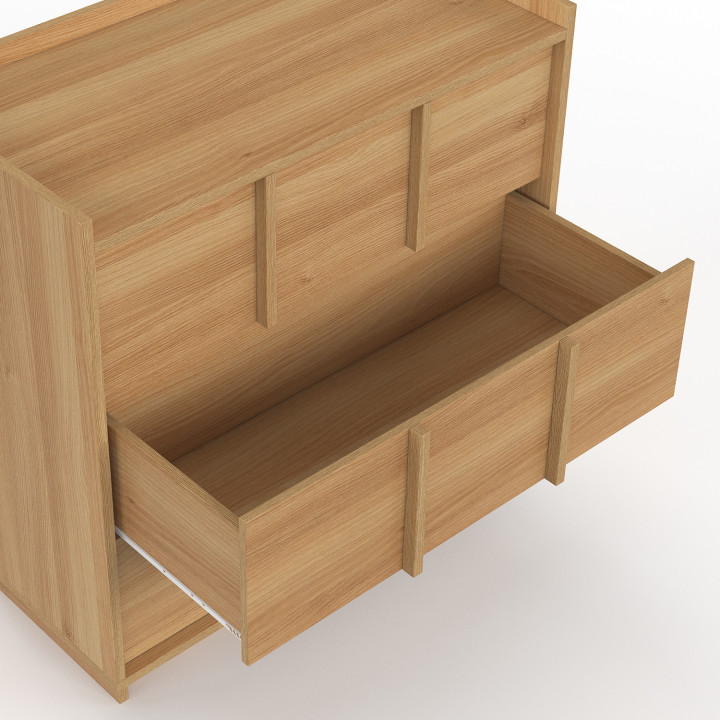 Commode ROSIE 3 tiroirs 80 cm façon hêtre design minimaliste