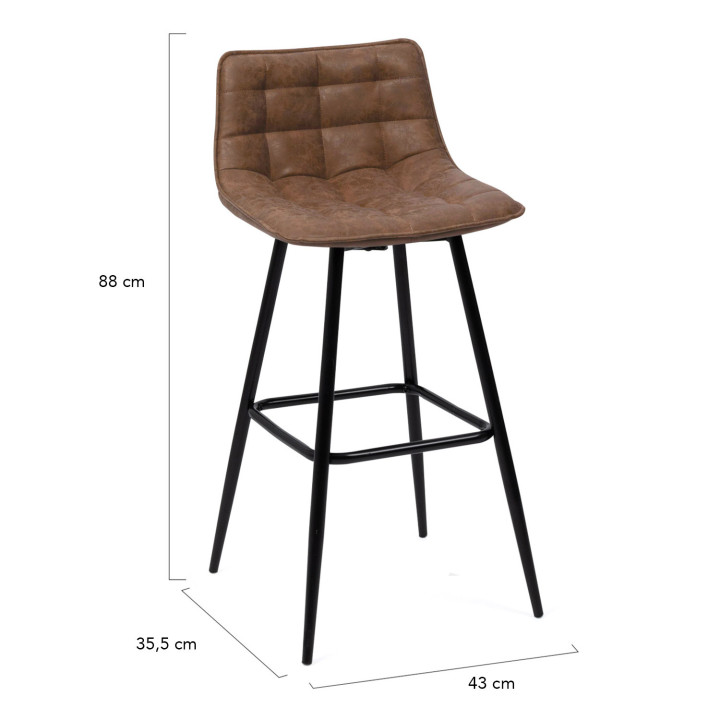 Lot de 4 tabourets de bar MADY marron vintage