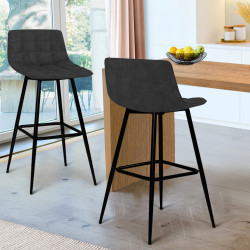 Lot de 2 tabourets de bar MADY en velours noir