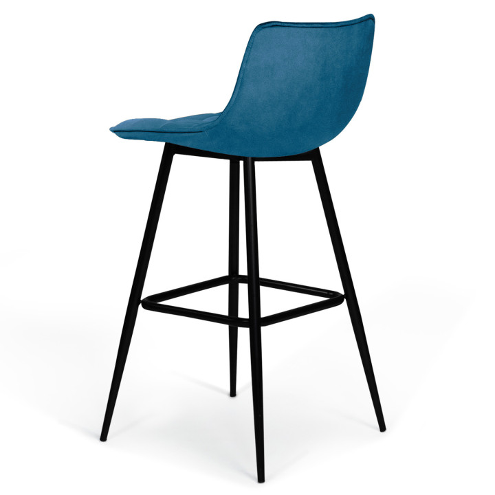 Barhocker aus Samt in Entenblau, gesteppt x4 - MADY | ID Market