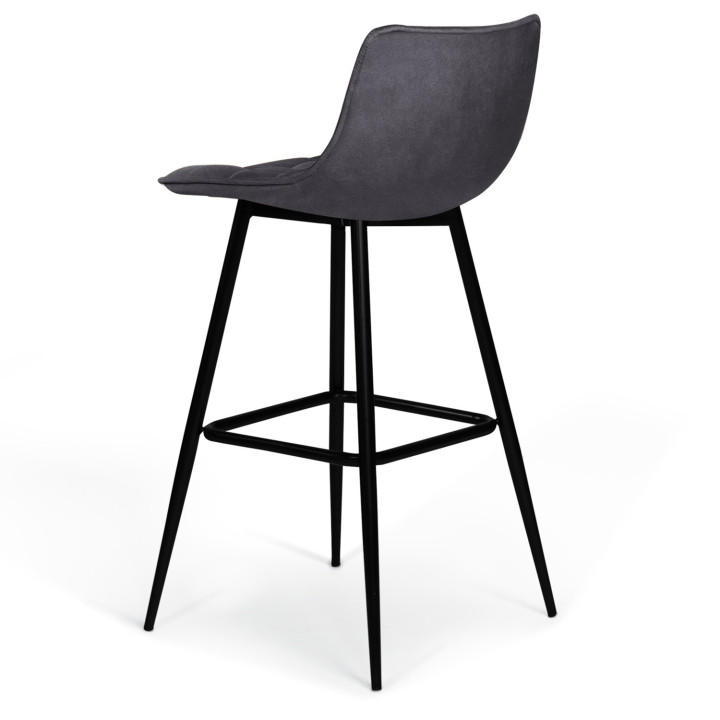 Lot de 2 tabourets de bar MADY en velours gris foncé