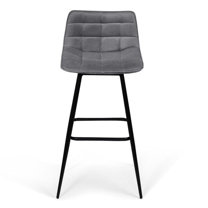 Lot de 4 tabourets de bar MADY en velours gris clair