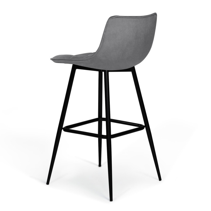 Lot de 4 tabourets de bar MADY en velours gris clair