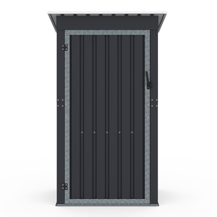 Caseta de jardín gris de acero galvanizado 100 x 95 x 160 cm con tejado a dos aguas 1 puerta