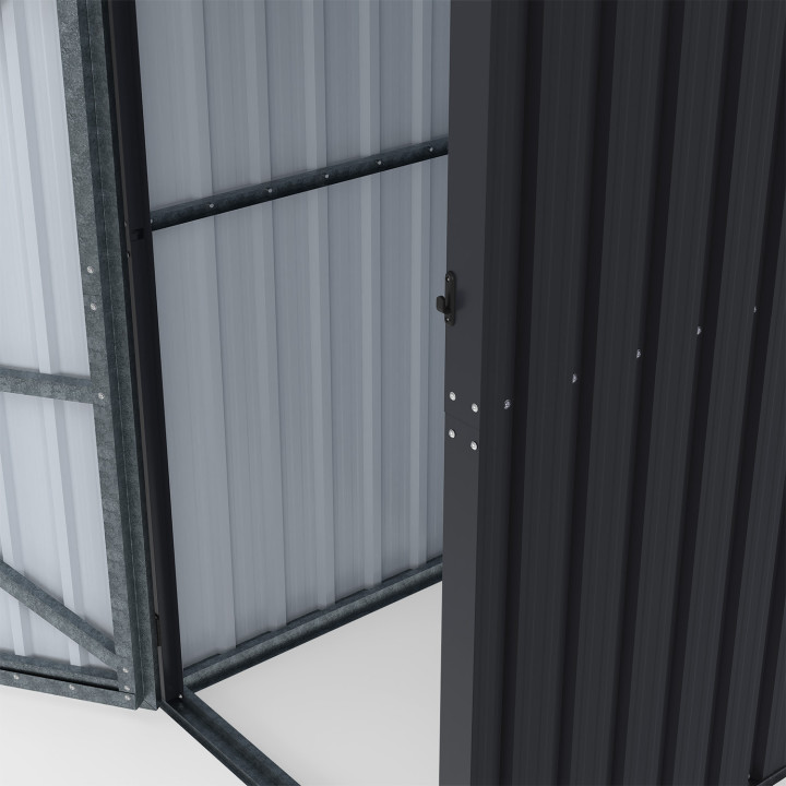 Casetta da giardino grigia in acciaio zincato 100 x 95 x 160 cm con tetto a falde 1 porta