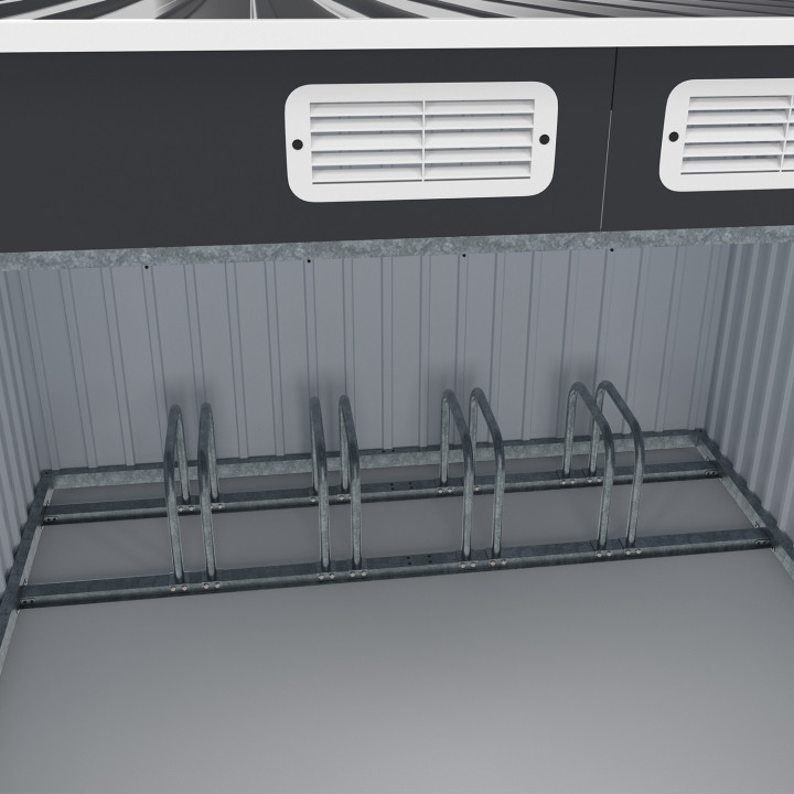Abri à vélos en métal gris anthracite verrouillable avec kit d'ancrage pour 4 vélos
