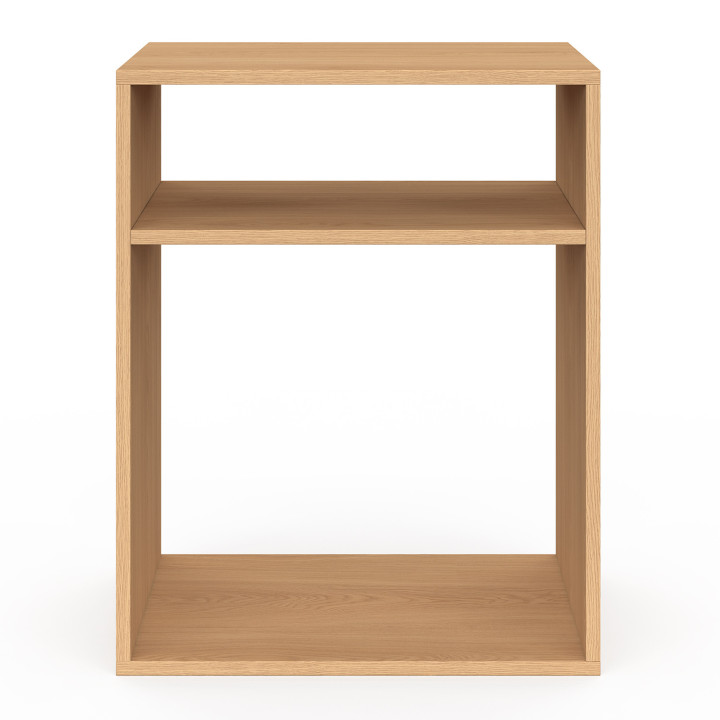 Set van 2 nachtkastjes met opbergruimte in open hout- en latteneffect - NORA | IdMarket