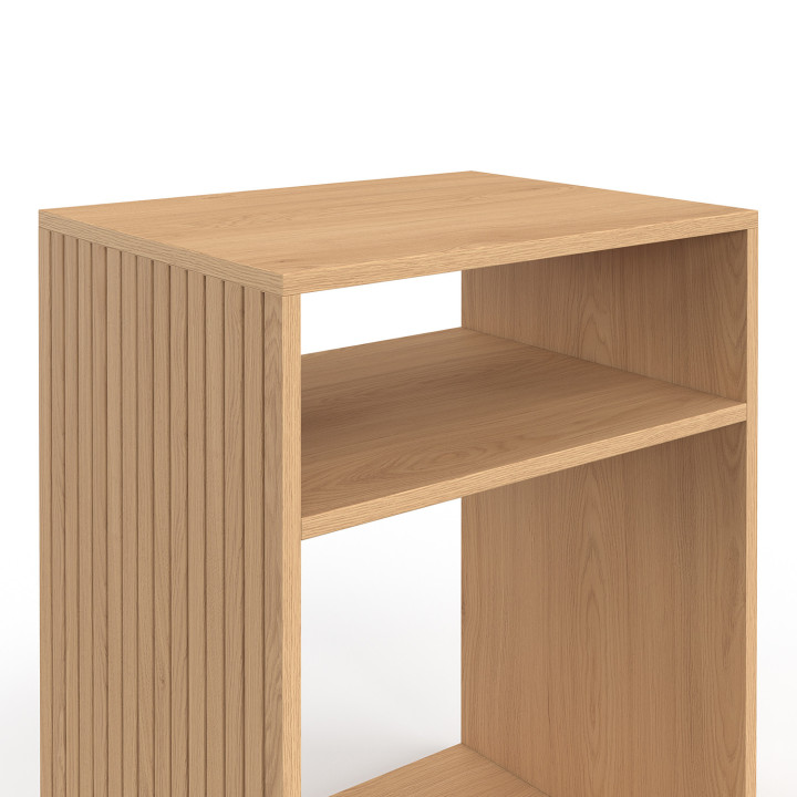 Lot de 2 tables de chevet NORA avec rangements ouverts effet lattes et bois